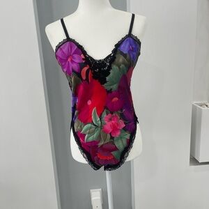 Floral Lace-Trimmed Bodysuit